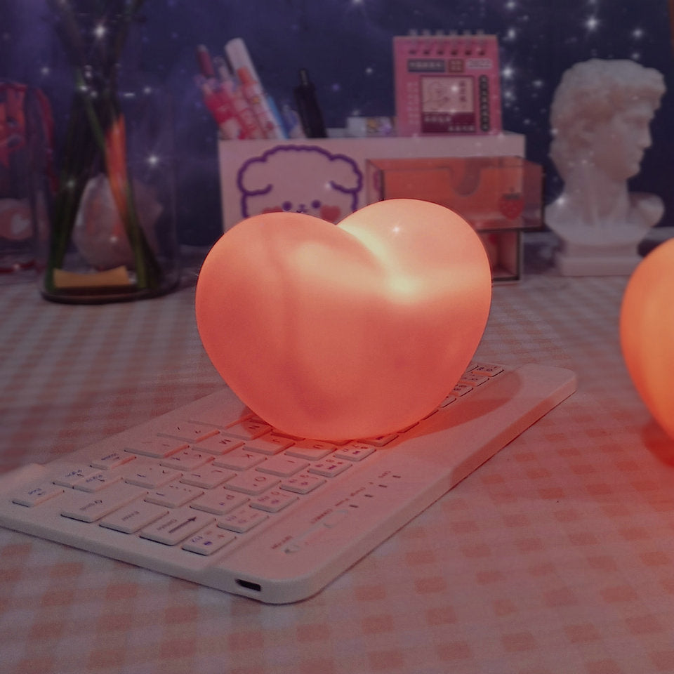 Skorter | LuvSphere Silicone LED Night Light | Heart-Shaped Design | Table Lamp | Warm Mood Light | Decorative