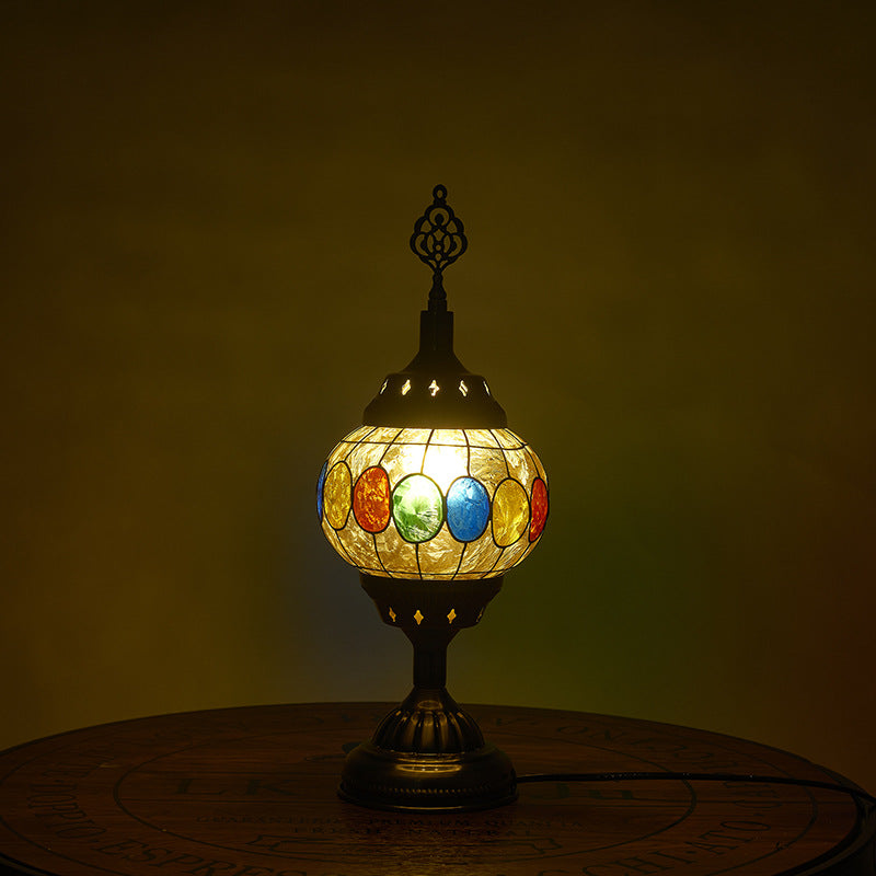 Skorter | Traditional Tiffany romantic oval iron enameled 1-light table lamp for the bedroom