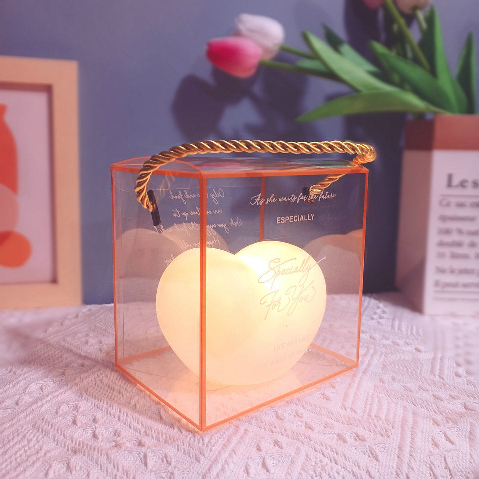Skorter | LuvSphere Silicone LED Night Light | Heart-Shaped Design | Table Lamp | Warm Mood Light | Decorative