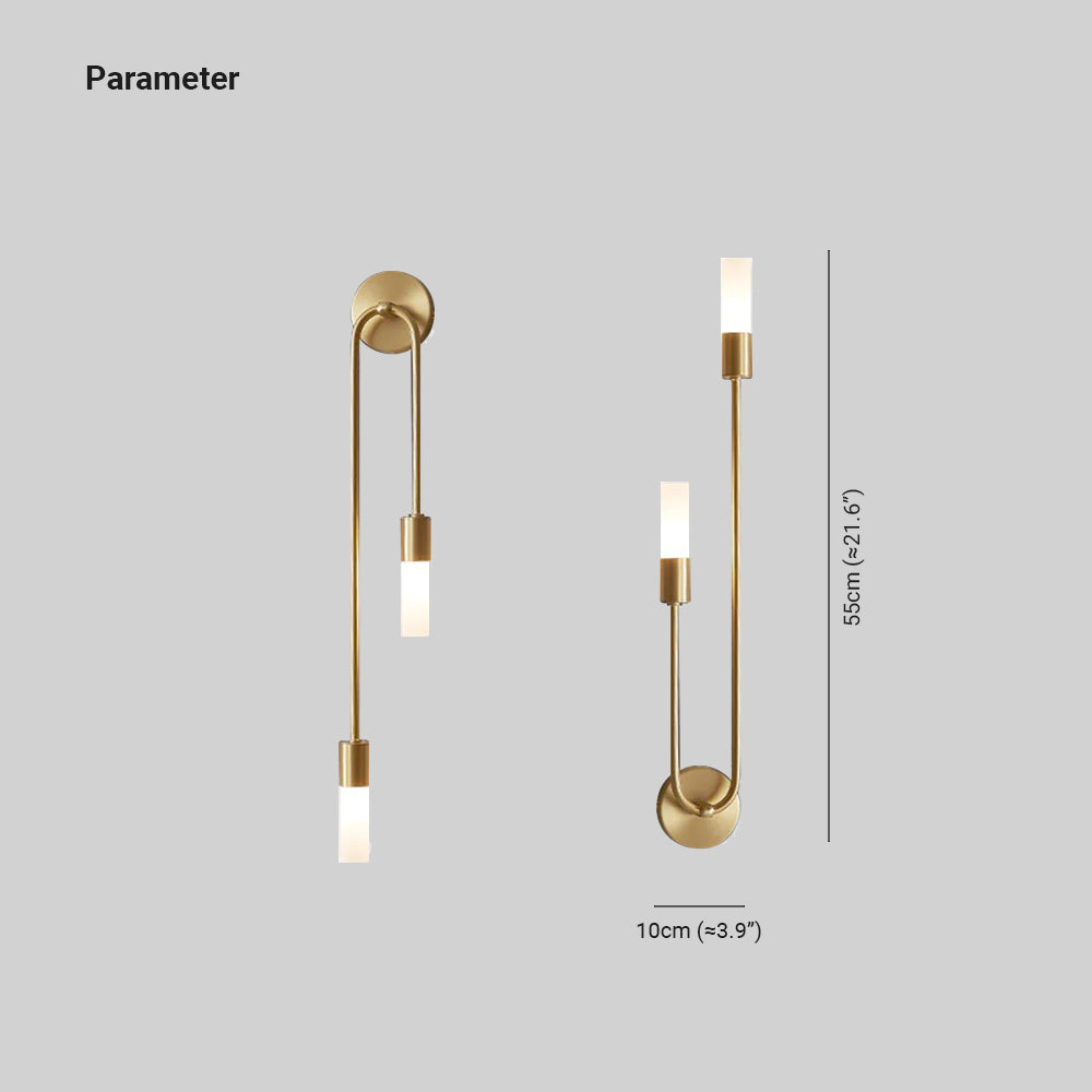 Skorter | Meza Modern LED Wall Lamp, 2-Light, Stick, Gold, Living Room