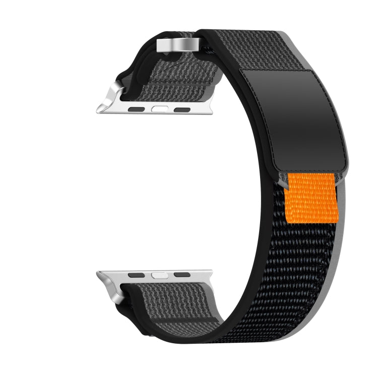 Skorter | For Apple Watch SE 2023 44mm Double Hook and Loop Fast Nylon Band (Black+Gray)