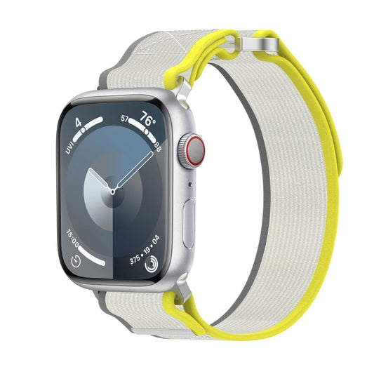 Skorter | For Apple Watch SE 2023 44mm Double Velcro Fastening Quick Nylon Watch Band (Yellow + Beige)
