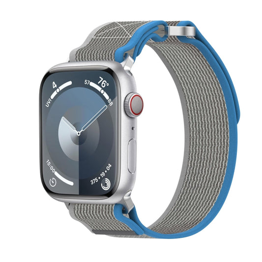 Skorter | For Apple Watch SE 2023 44mm Double Loops and -Loops Quick Nylon Watch Strap (Blue+Gray)