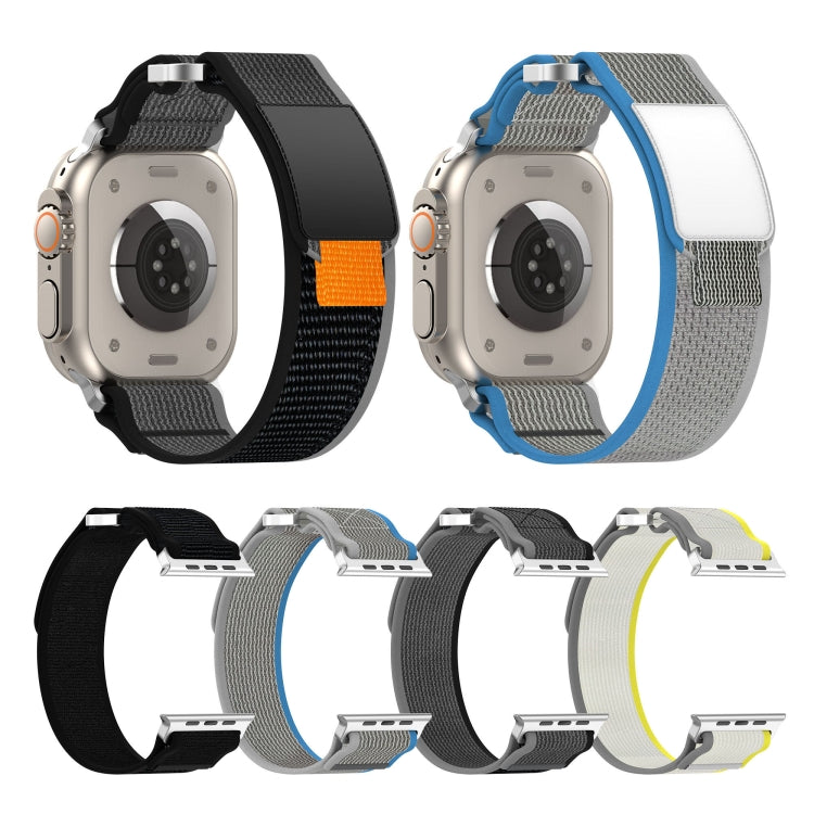 Skorter | For Apple Watch SE 2023 44mm Double Hook and Loop Fast Nylon Band (Black+Gray)