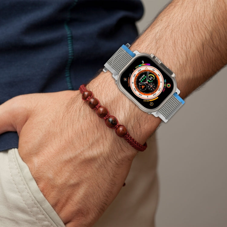 Skorter | For Apple Watch SE 2023 44mm Double Loops and -Loops Quick Nylon Watch Strap (Blue+Gray)