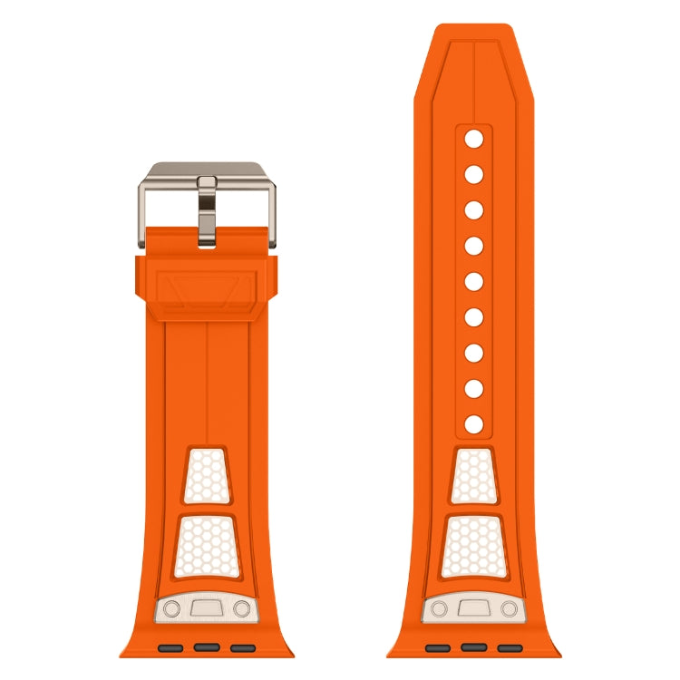 Skorter | For Apple Watch SE 2023 44mm Breathable Stainless Steel Mesh TPU Watch Band (Orange Titan)