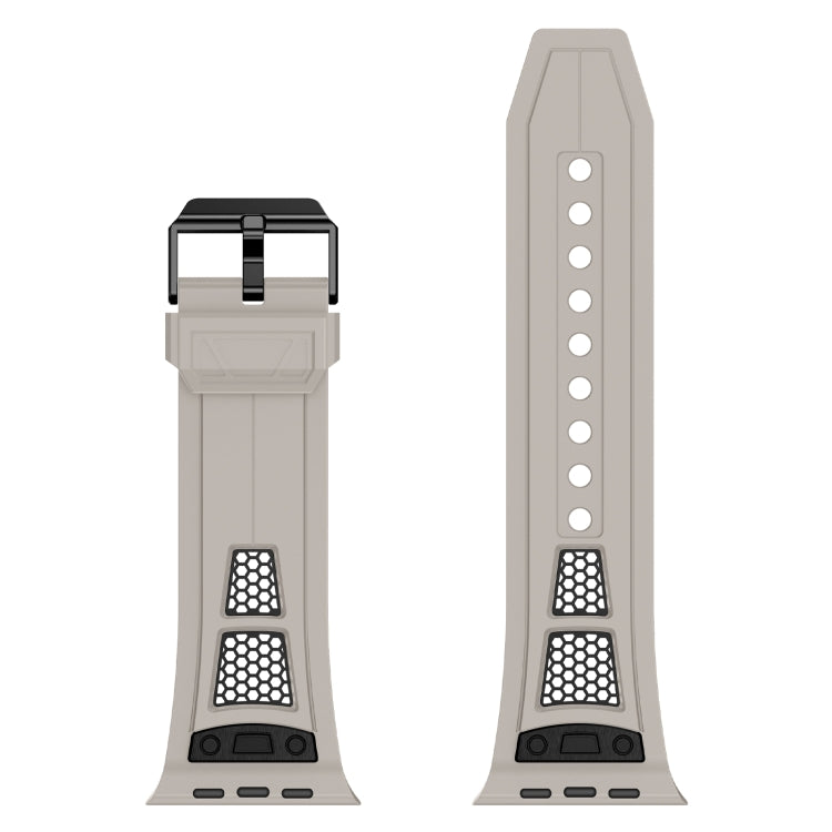 Skorter | For Apple Watch SE 2022 44mm Breathable Stainless Steel Mesh TPU Watch Band (Starlight Black)