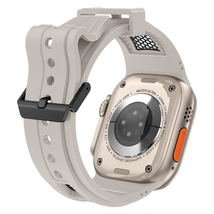 Skorter | For Apple Watch SE 2022 44mm Breathable Stainless Steel Mesh TPU Watch Band (Starlight Black)