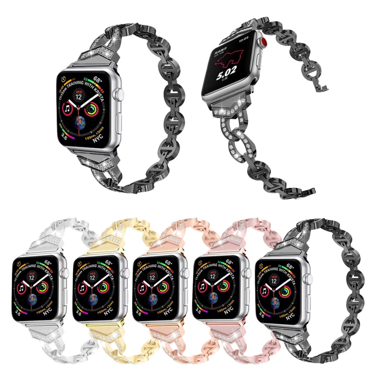 Skorter | 8-shaped VO with diamond-set solid stainless steel bracelet for Apple Watch Series 3 & 2 & 1 42mm (Black)