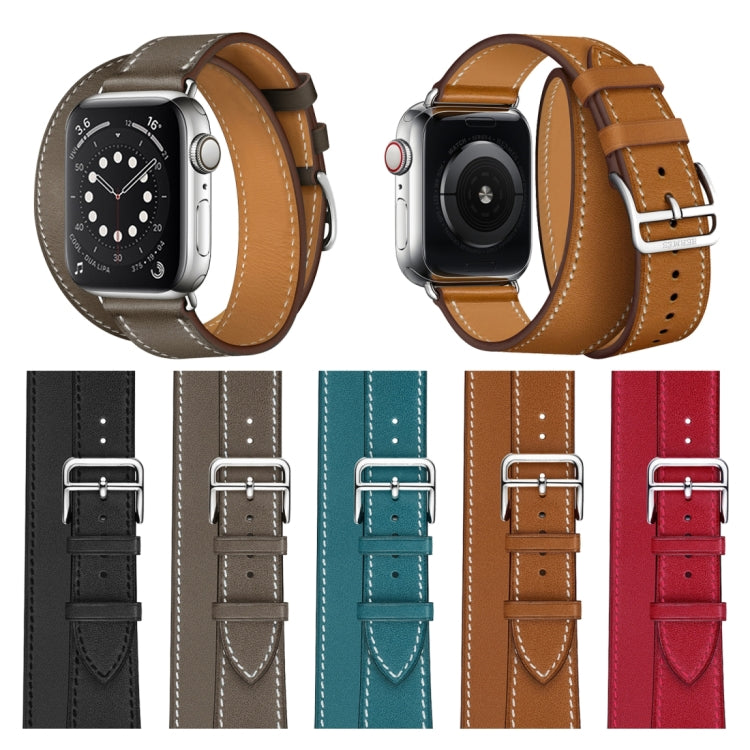 Skorter | For Apple Watch 3 / 2 / 1 Generation 42mm Universal Leather Double Loop Watch Strap (blue)