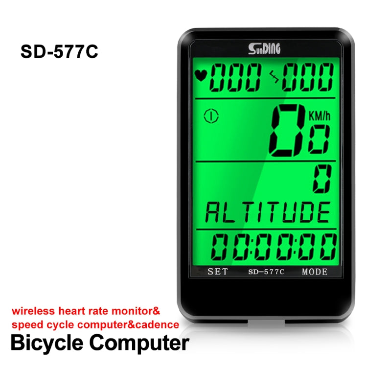 Skorter | SUNDING SD-577C Cycling Computer LCD Backlight Waterproof Wireless Stopwatch MTB Bike Odometer Stopwatch Bicycle Speedometer