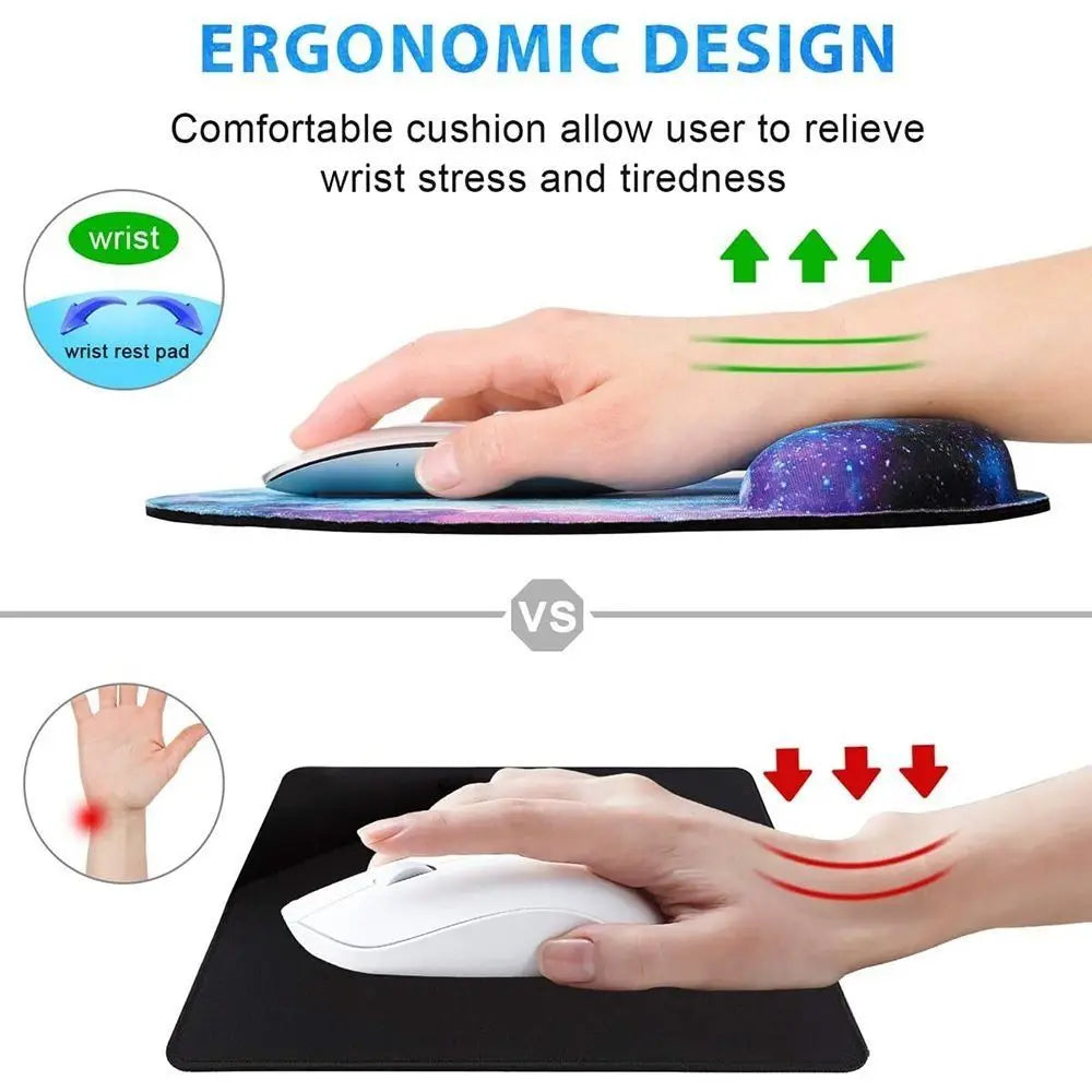 Skorter | Ergonomic Marbled Texture Mouse Pad - Non-Slip Wrist Rest - Comfortable Gaming Mat