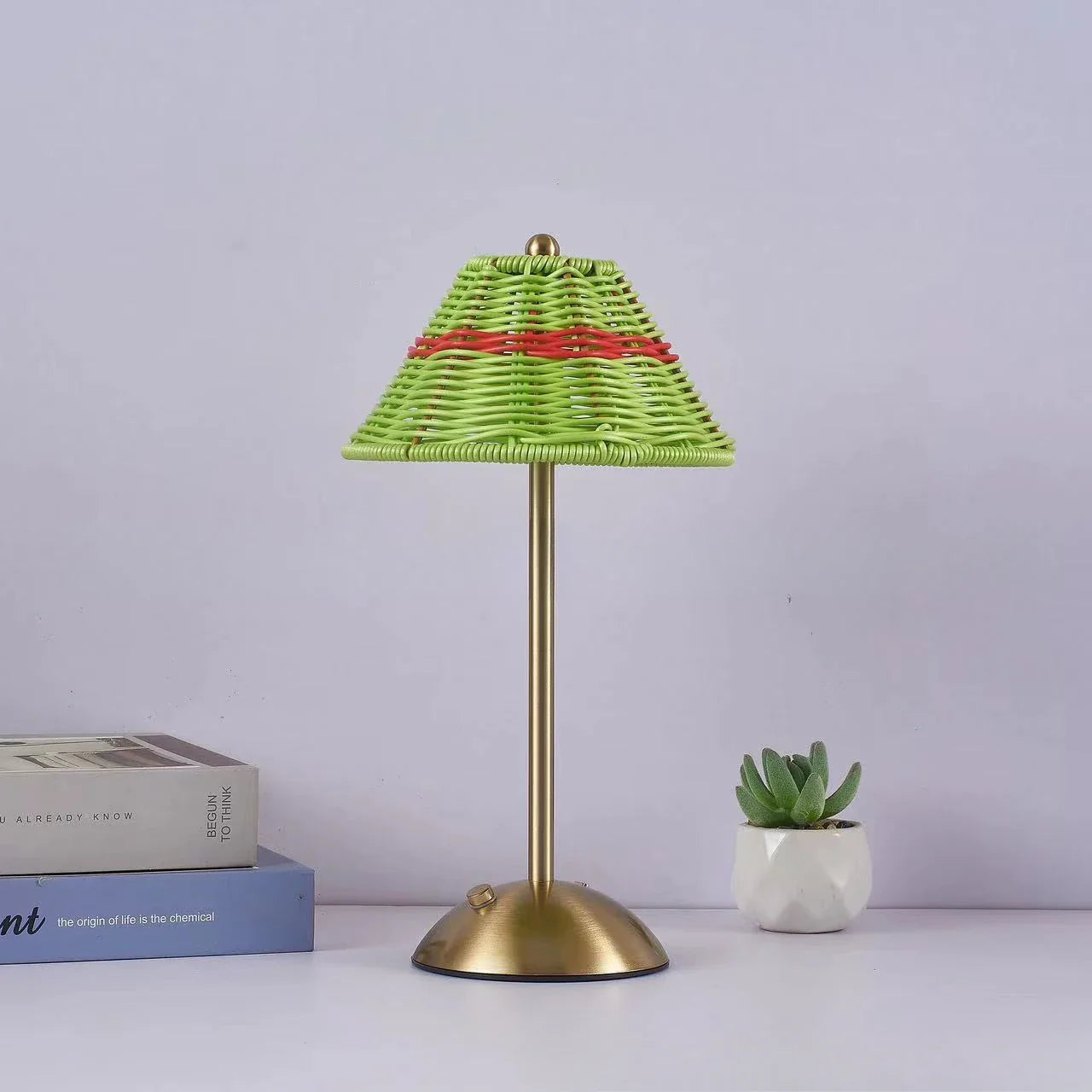 Skorter | Rechargeable Rattan Desk Lamp – Retro Wireless Table Lamp for Living Room, Small Size with Warm LED Light