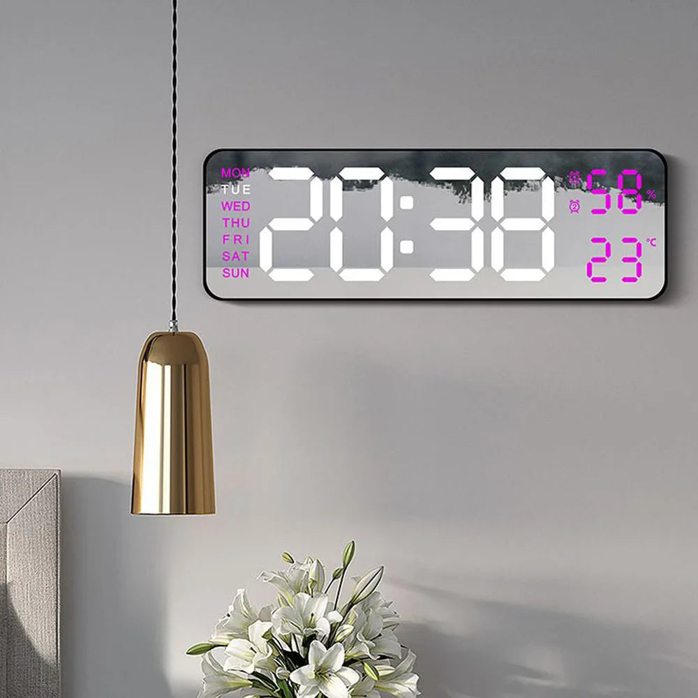 Skorter | TimeGlow - Slim Digital Alarm Clock with Calendar, Temperature and Humidity