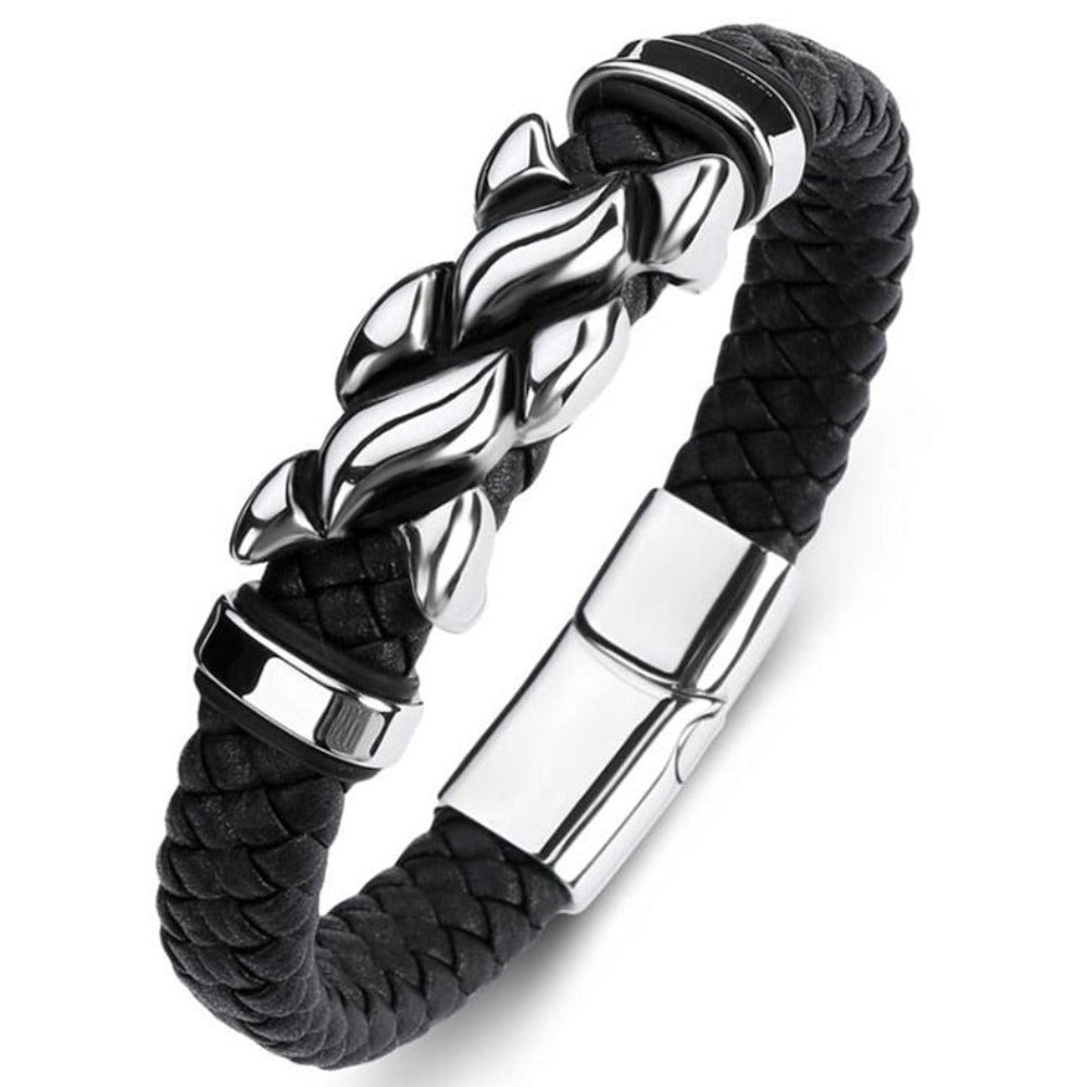 Skorter | Leather Braided Bracelet With Charms