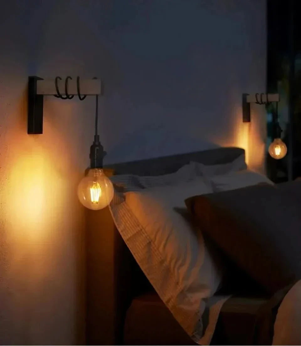 Skorter | Vintage Wood & Iron Wall Lamp – RetroLume E27