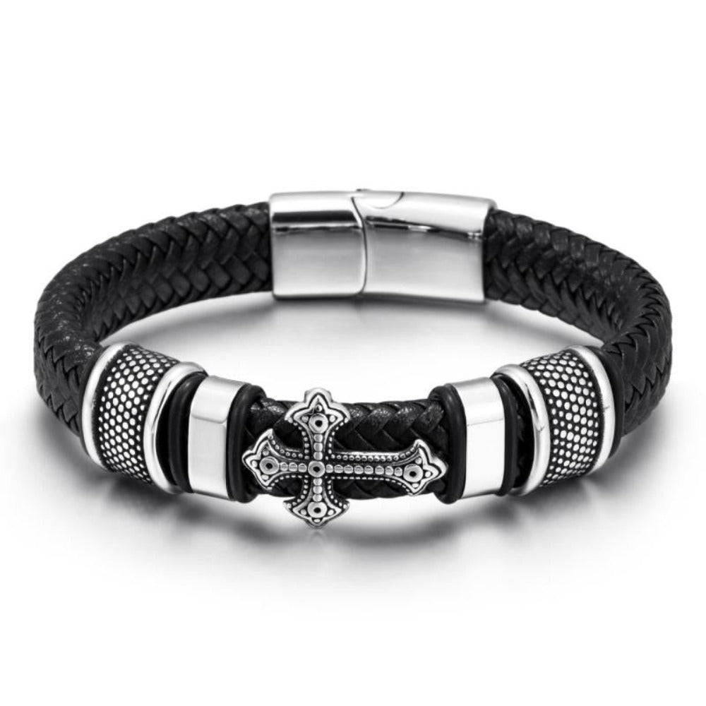 Skorter | Leather Braided Bracelet With Charms