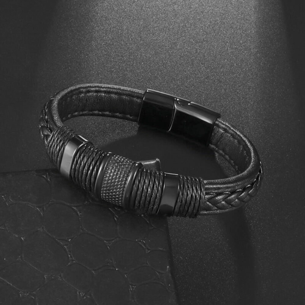 Skorter | Leather Braided Bracelet With Charms