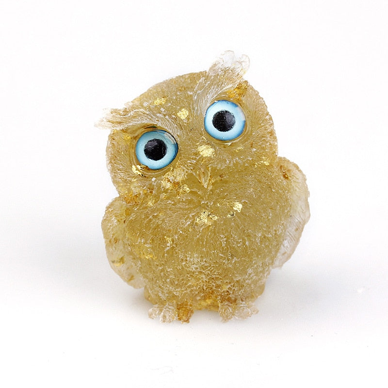 Skorter | Natural Crystal Owl Figurine: Handmade Collector's Item