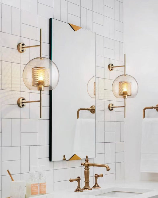 Thatcher - Modern Honeycomb Brass & Glass Wall Sconce
