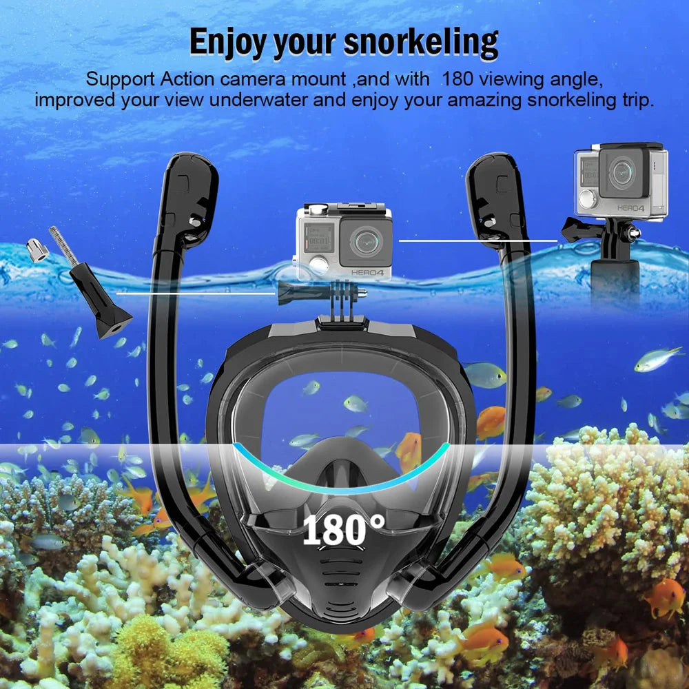 Skorter | 180° Panoramic Full Face Snorkel Mask with Dual Snorkels