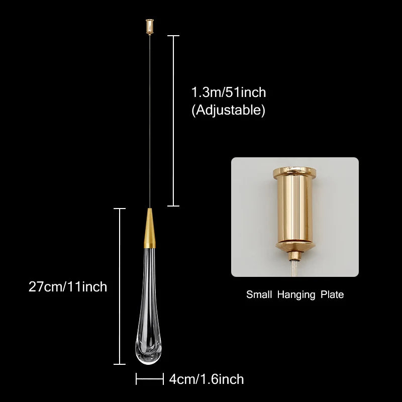 Skorter | Crystal LED Pendant Lights: Perfect for Bedroom, Dining Room, Bar - Water Drop Chandelier, Stair Lamp for Interior Decoration