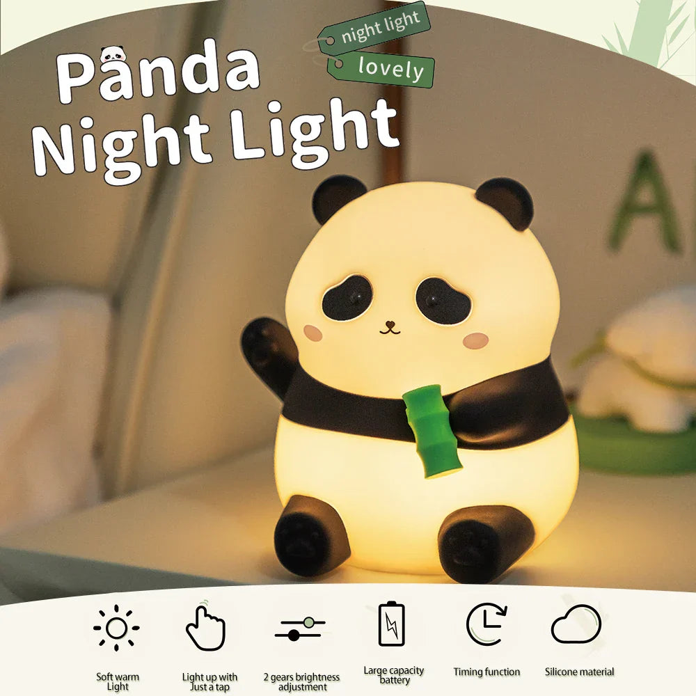 Skorter | Panda Children's Room Night Light - Dimmable Touch Lamp with Timer