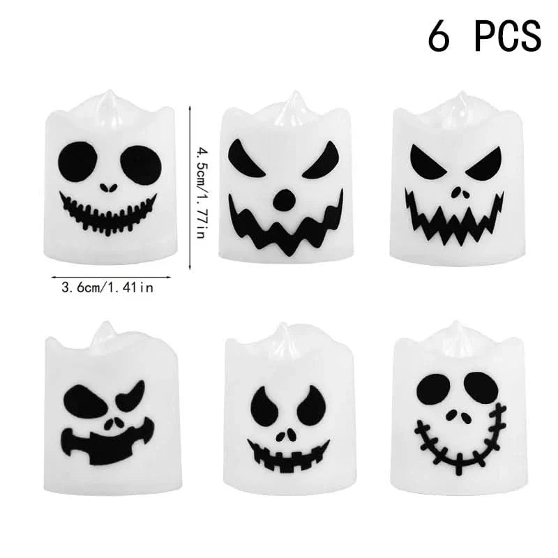 Skorter | Halloween LED Ghost & Pumpkin Candle Lights – 6 Pack
