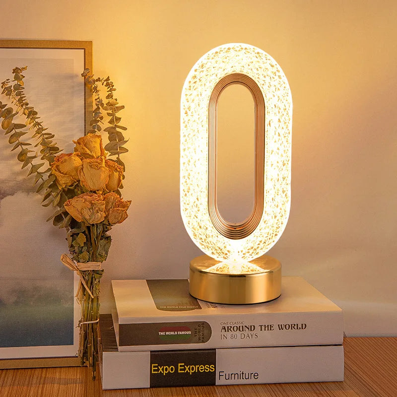 Skorter | Crystal LED Table Lamp: Dimmable, USB Charging, Touch & Remote Control