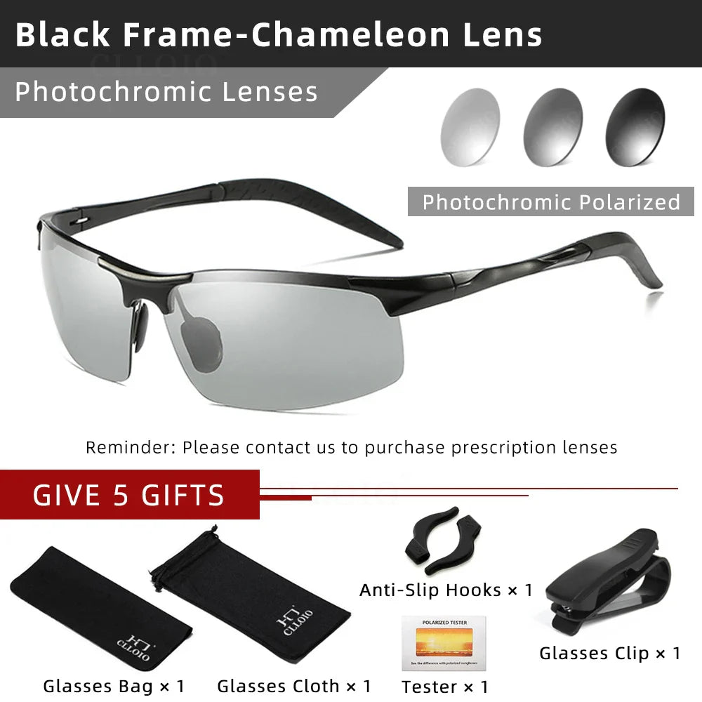 Skorter | Aluminum Photochromic Polarized Sunglasses Men’s Day Night Anti-Glare UV Chameleon Eyewear