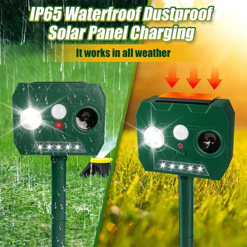 Skorter | ULTRAGUARD ANIMAL REPELLER – Ultrasonic Animal Repeller with LED Light – Weatherproof & Battery Operated for Garden & Outdoor Use
