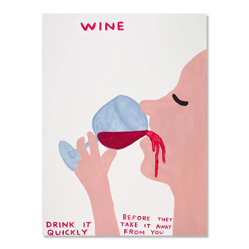 Skorter | David Shrigley Rabbit Cat Wine Biscuit Train Wall Art Abstract Prints Canvas Painting Nordic Poster Pictures Living Room Decor