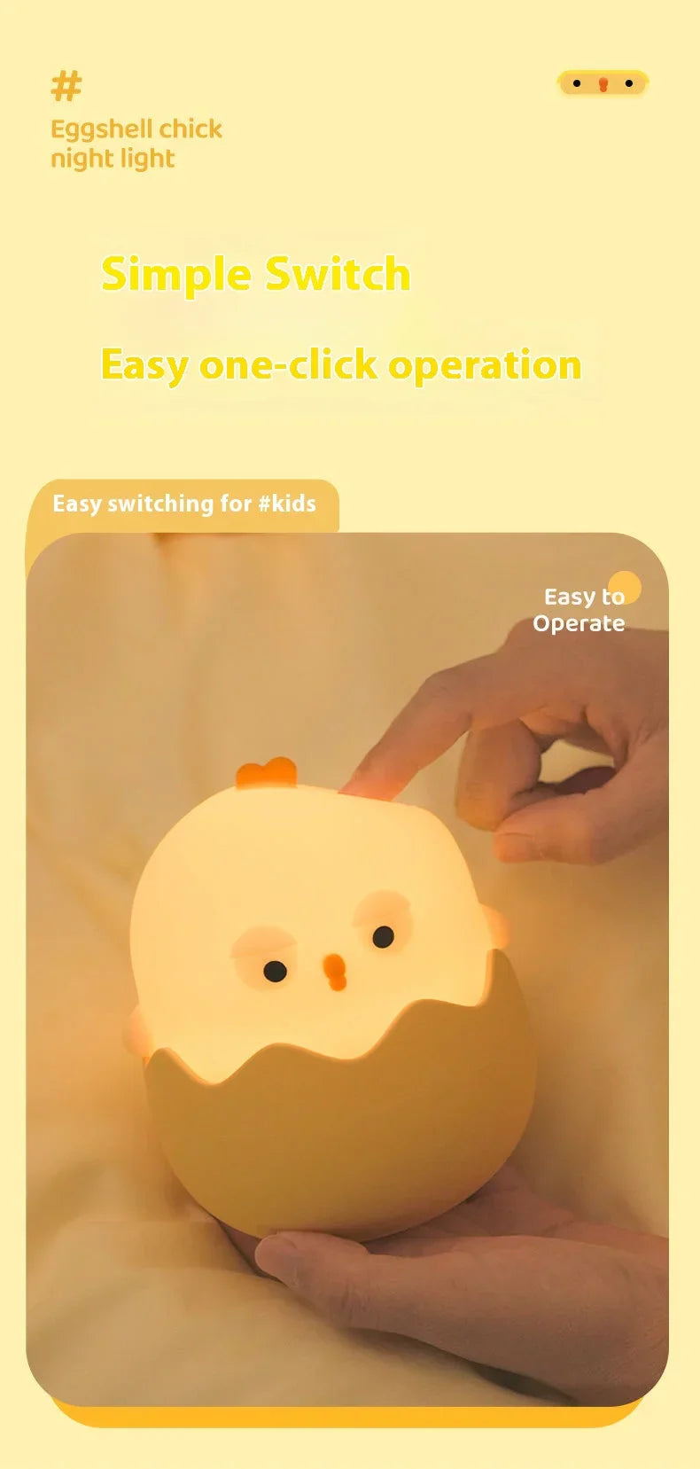Skorter | Chicken Eggshell Night Light - USB Rechargeable Animal Lamp