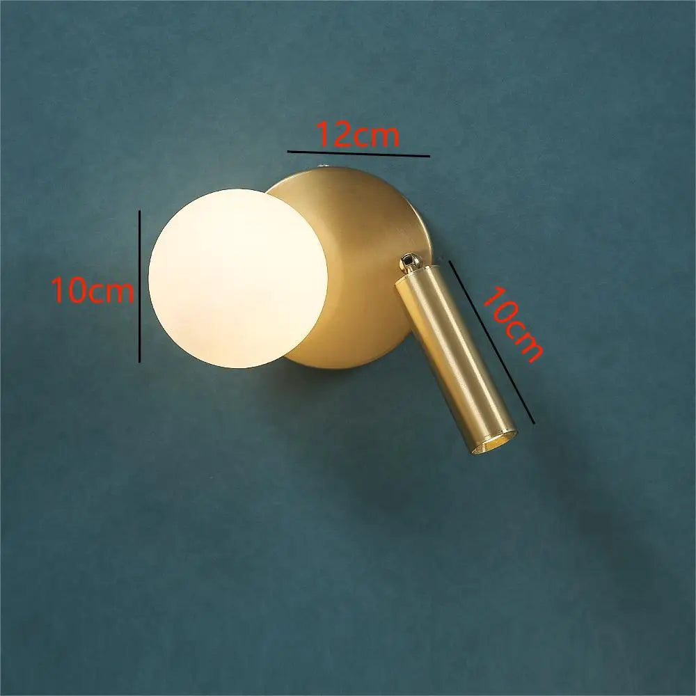 Skorter | NordicLux - Modern LED Bedside Lamp Rotating Glass Wall Lamp Bedroom and Living Room Decor