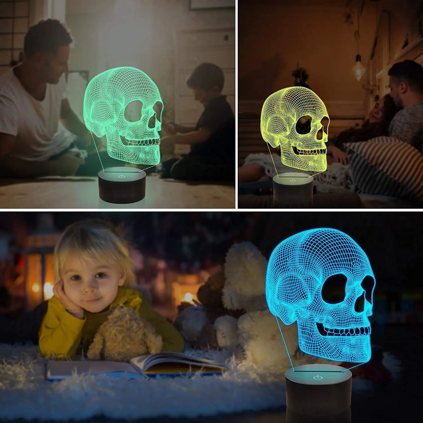 Skorter | GlowSkull - 3D LED Night Light for Kids with Color Change and Remote Control