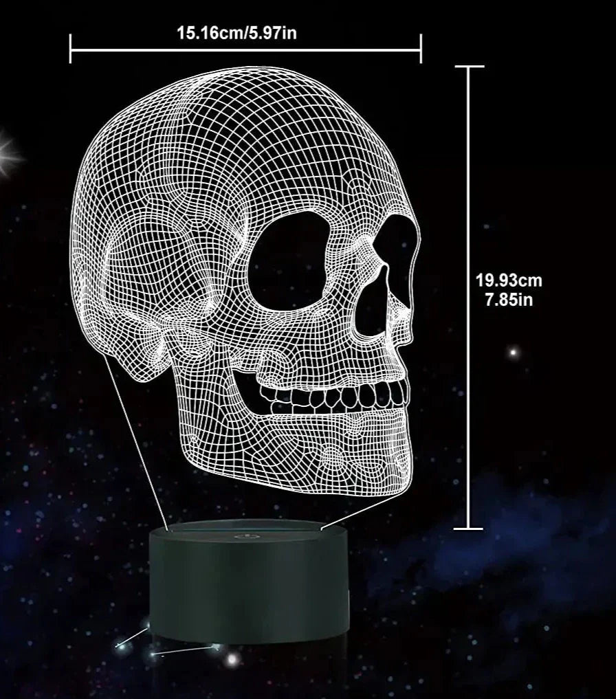 Skorter | GlowSkull - 3D LED Night Light for Kids with Color Change and Remote Control