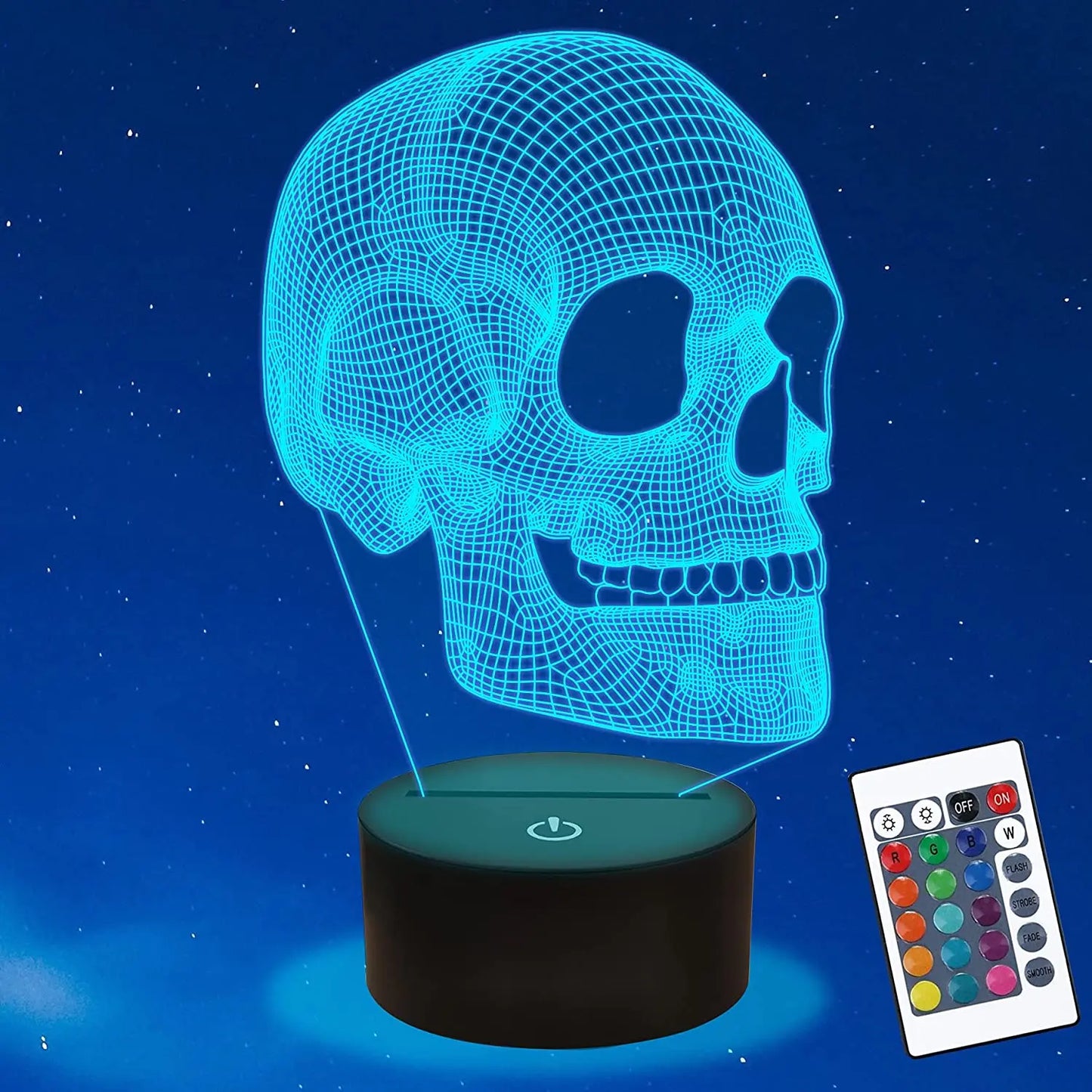 Skorter | GlowSkull - 3D LED Night Light for Kids with Color Change and Remote Control