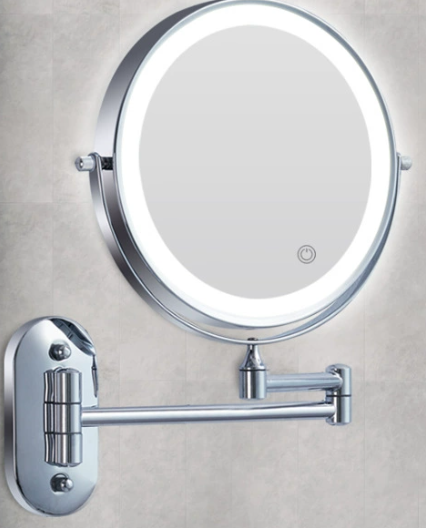 Skorter | Black LED Rechargeable Makeup Mirror – 3-Color Light