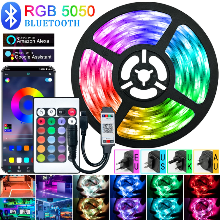 Skorter | LED Light Strips For Bedroom RGB 5050 Bluetooth Control Feet Supports Light Decor