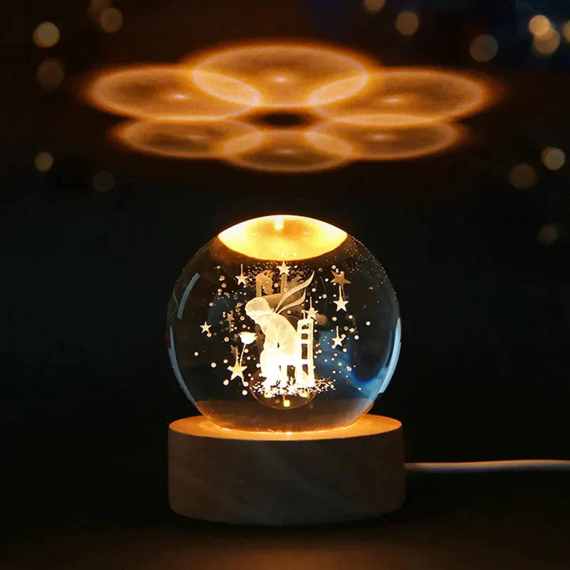 Skorter | LumiCrystal - 3D LED Night Lamp with Star Gallery and Wooden Base
