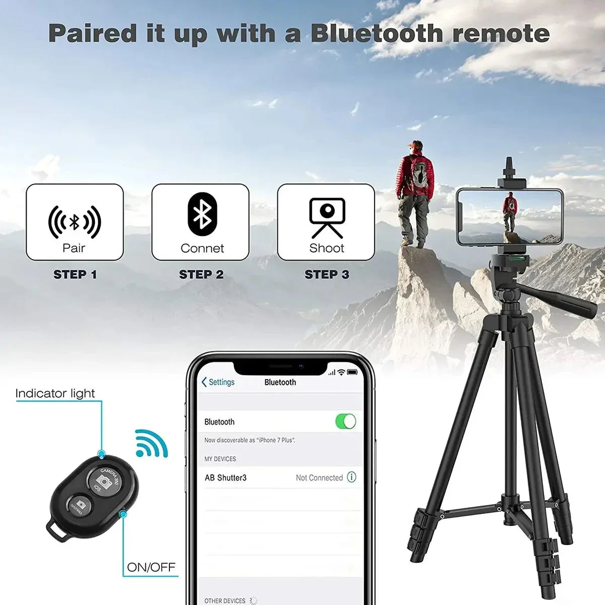 Skorter | 100cm Phone Tripod Stand with Bluetooth Remote Universal Camera Video Recording Photography Tripod