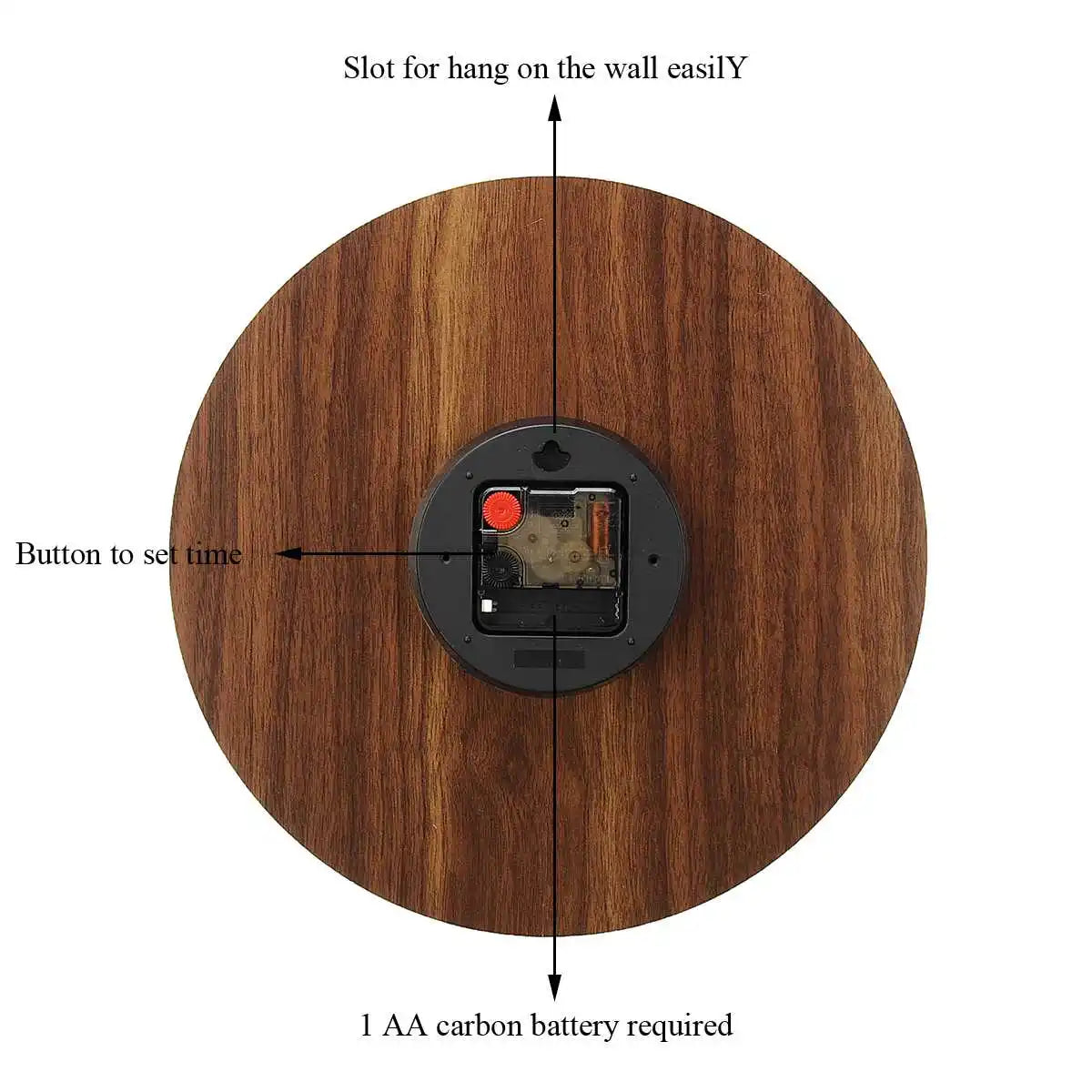 Skorter | GlowClock - Silent Wooden Wall Clock with Night Light