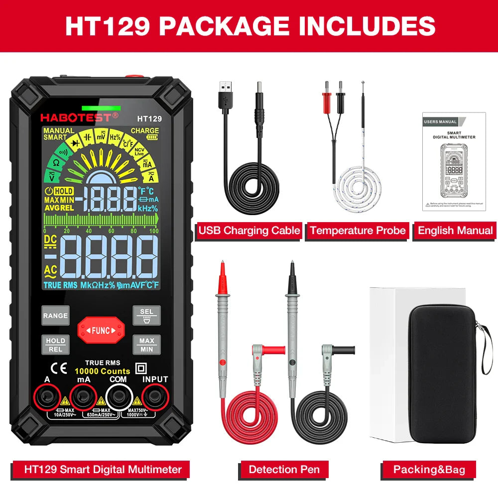 Skorter | 10000 Counts Digital Multimeter with True RMS - HT129