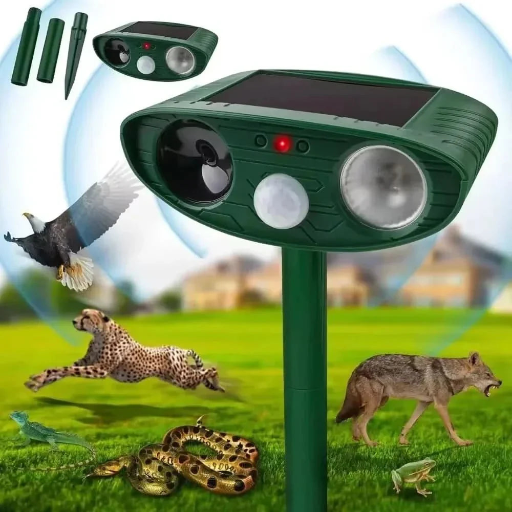 Skorter | ULTRAGUARD ANIMAL REPELLER – Ultrasonic Animal Repeller with LED Light – Weatherproof & Battery Operated for Garden & Outdoor Use
