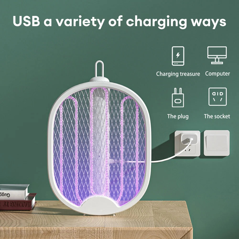 Skorter | Foldable Electric Mosquito Killer Fly Catcher USB Rechargeable Mosquito Racket Insect Killer with UV Light Bug Zapper 3000V