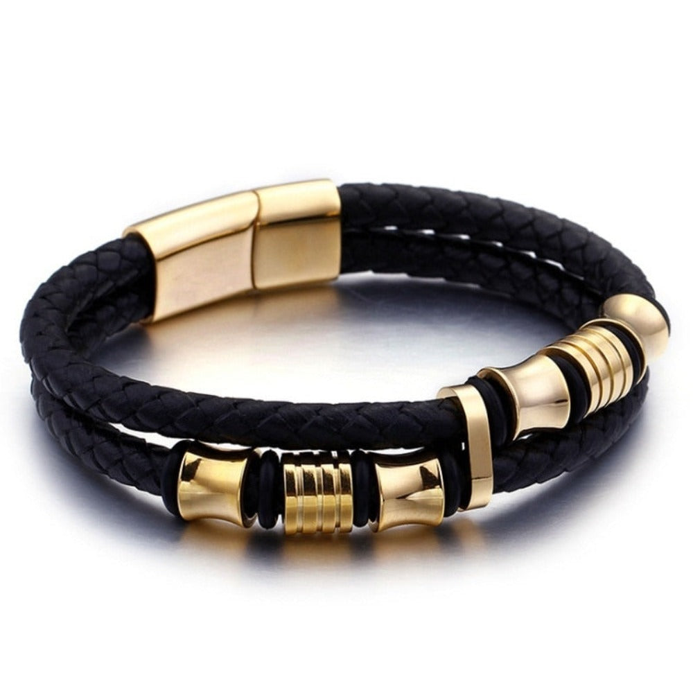 Skorter | Leather Braided Bracelet With Charms