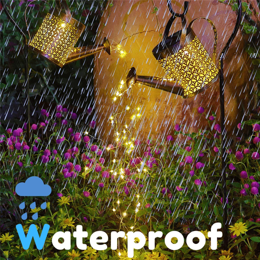 Skorter | Solar Water Can Light Hanging Kettle Lantern Light Waterproof Garden Decor Metal Retro Lamp for Outdoor Table Patio Lawn Yard