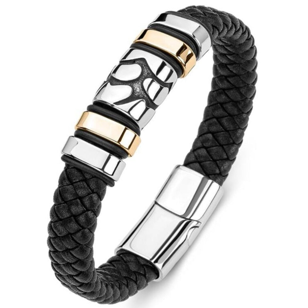 Skorter | Leather Braided Bracelet With Charms