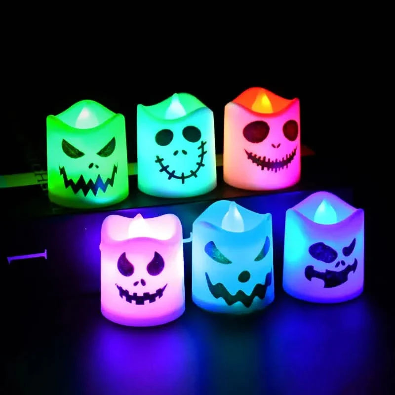 Skorter | Halloween LED Ghost & Pumpkin Candle Lights – 6 Pack
