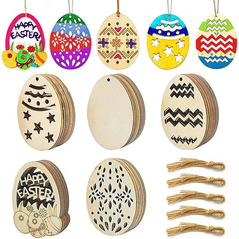 Skorter | 10 pieces DIY Easter egg wood slices